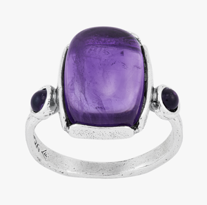 Anillo de piedras preciosas de amatista Natural de Plata de Ley 925, ajuste de bisel, diseño de anillo Chapado en plata a la moda para mujer - Product Image 1