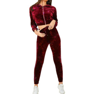 100% Cotton Winter Women's Solid Hoodie Set Zipper Pocket Crop Top Jacket <b>Jogging</b> Sets Fleece Tracksuits Two Piece Set - Product Image 1