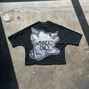 Venta al por mayor por encargo recortada ropa de hombre impreso verano 2 piezas conjuntos Boxy 100% algodón camiseta y pantalones cortos conjuntos para hombres - Product Image 3