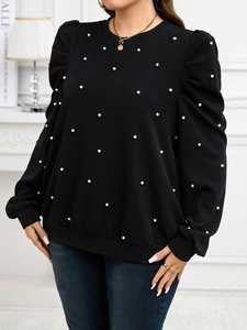 Sweat-shirt personnalisé pour femmes style perlé Sweat-shirt tricoté gaufré de couleur unie tricoté gaufré pour dames - Product Image 6
