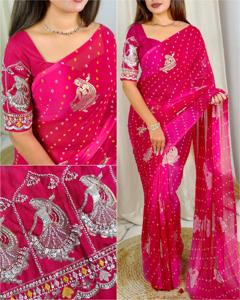 Indian Premium Quality Georgette <strong>Saree</strong> for Women Top Selling Beautiful Designer Party Wear Georgette Fabric <strong>saree</strong> - Product Image 2