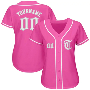 Camiseta de Béisbol Personalizada Rosa de Manga Corta para Hombre, Estilo Hip Hop Urbano, Impresión Digital con Nombre y Número, Transpirable, 100% Poliéster - Product Image 2