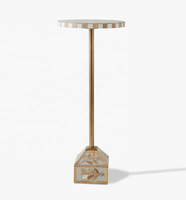 Table d'appoint Art Déco de luxe en résine noire et ivoire pour salon, pliable, plaquée or, Diwali, ART INDIQUE EXOTIQUE
