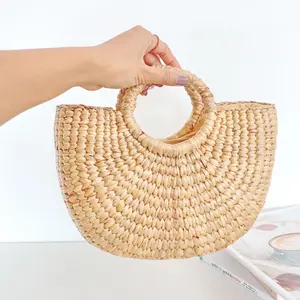 Hot Selling Eco-Friendly Water Hyacinth <b>Handbag</b> Basket <b>for</b> Women Holiday Beach Multifunction Clothing <b>Storage</b> HNH Craft OEM - Product Image 6