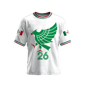 Maglia Promozionale Unisex per Tifosi di Calcio Messico WC 2026, T-Shirt Tricolore con Grafica Aquila - Product Image 2
