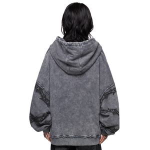 Sudadera con Capucha Extra Grande de Invierno con Logotipo Frontal Personalizado 2026, Lavado Ácido, Diseño de Cremallera Completa para Mujer, Sudadera Informal para Dama - Product Image 2