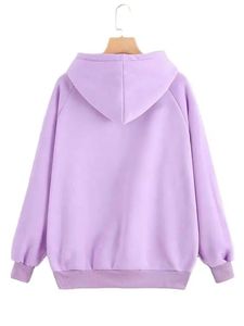Sweat-shirt à capuche ample en molleton de coton brodé sur mesure pour femme, avec impression en relief et manches raglan - Product Image 2