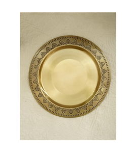 Bordure unique Plaque de charge en laiton Forme ronde Taille personnalisée Décor de mariage Antique Sous Plaque de charge Bon prix - Product Image 6