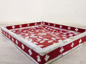 Plateau de service multifonctionnel moderne de style ferme, fait à la main, en nacre blanche décorative, pour la décoration de la maison, table à thé ou à café - Product Image 2