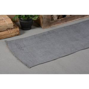 Alfombra turca Vintage moderna de 2,2x9,6 pies, gris clásico, área grande, 4m, diseño de retazos rectangulares, látex de lana para pasillo y habitación - Product Image 5