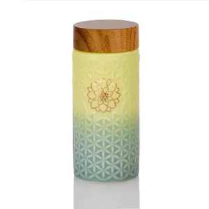 Taza de viaje Acera Liven Flower of Life/pared doble hecha a mano con hermosos diseños minimalistas pintados a mano