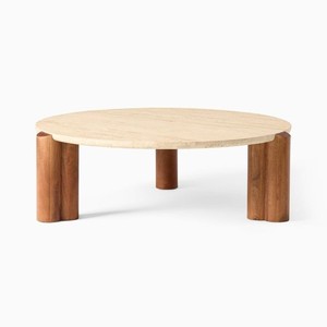Mesa de Centro Portátil Moderna de Mármol y Madera de Mango Marrón para Sala de Estar, Restaurante - Precio de Mayoreo - Product Image 1