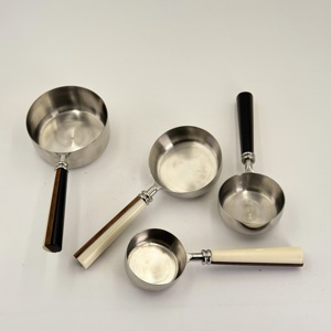 Affordable Stainless Steel <b>Measuring</b> <b>Cups</b> <b>Set</b> of 4 with Wooden Resin Handles Elegant Design Perfect for Baking Tea Kitchenware - Product Image 1