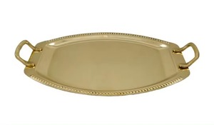 Rectangular Gold-Plated Aluminum Serving <b>Tray</b> Customizable Design Logo High Quality VISHAL HANDICRAFT Brand MOQ 100pcs Home - Product Image 3