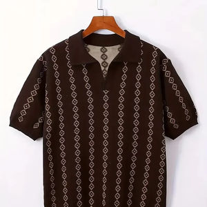 Camisetas Polo de algodón con estampado de logotipo personalizado para hombre, diseño sólido transpirable con cuello de línea negra, estilo informal, camisetas de talla grande - Product Image 1