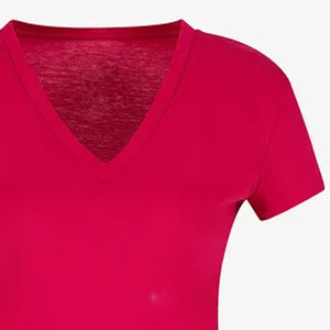 2026 Wholesale New Hot Sale <b>Ladies</b> Casual Style <b>V</b> <b>Neck</b> <b>T</b>-<b>shirt</b> Women's Short Sleeve 100% Cotton Gym Workout Eco-Friendly Summer - Product Image 6