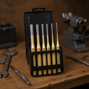 Jeu de poinçons parallèles de qualité industrielle Knipex, 6 pièces, ciseaux et poinçons à pointe droite en acier, avec boîte métallique incluse - Product Image 2