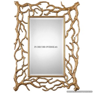 Cadre de créateur élégant en métal plaqué or de qualité supérieure pour miroir mural en forme de rectangle Fournitures de décoration intérieure de l'Inde - Product Image 6