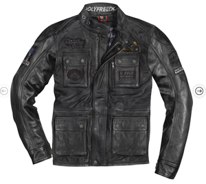 Veste moto en cuir véritable pour homme, col rabattable, fermeture éclair, coupe-vent, style automne, coupe classique, couleur unie - Product Image 5