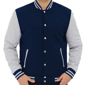 Blouson aviateur confortable et personnalisé pour hommes Blouson aviateur gris Letterman en laine respirant pour hommes avec poches à des prix abordables - Product Image 1