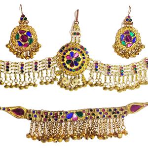 ชุดเครื่องประดับวินเทจสไตล์โบฮีเมียนแบบอัฟกัน งานฝีมือประดับลูกปัดลายเรขาคณิต พร้อมทองแดงน้ำจืด สำหรับงานปาร์ตี้ของผู้หญิง เป็นมิตรกับสิ่งแวดล้อม - Product Image 1