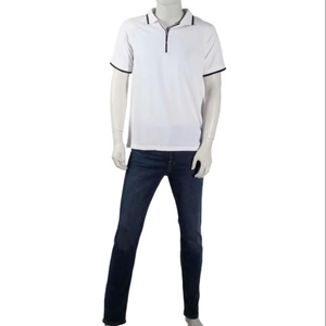 Polo décontracté pour hommes, 100% coton, été, manches courtes, demi-fermeture éclair, tissu respirant anti-rides de haute qualité - Product Image 1