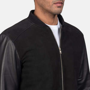 Veste bomber hybride noire Blain, réversible, zippée, style streetwear décontracté, touche vintage, brodée, imperméable, pour homme - Product Image 6