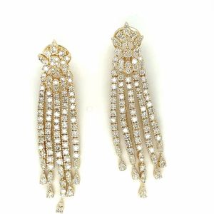 Boucles d'oreilles en diamant naturel taille brillant véritable, or 14 carats, certifiées IGI, bijoux élégants pour mariée - Product Image 1