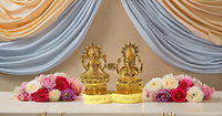 Figurine en métal moderne de 4 pouces du dieu hindou Lakshmi Ganesha, décoration d'intérieur pour Diwali, baptême, Pooja - Cadeau indien