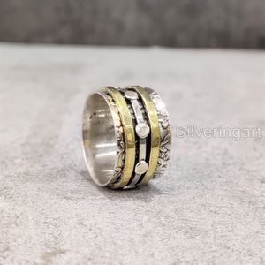 Bague de méditation en argent sterling 925 Bague de pouce pour femme Fidget Handmade Jewelry Fine Anxiety Mens Spinner Ring - Product Image 5