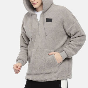 Sweat à capuche en polaire Sherpa pour hommes entièrement fait sur mesure pour l'hiver-Col à capuche populaire en tissu de flanelle tricoté solide avec teinture unie - Product Image 5