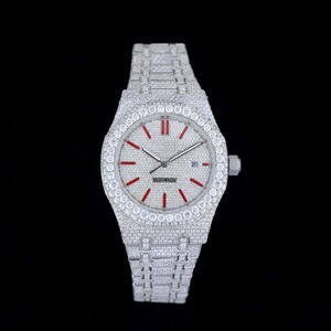 Excelente calidad de acero inoxidable Natural tachonado diamante reloj VVS claridad esfera blanca relojes de cuarzo analógico para la venta de la India - Product Image 3