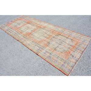 Tapis turc 4,6 x 10,9 pieds, grand tapis vintage, tapis en laine à bordures orange et bleues - Product Image 3