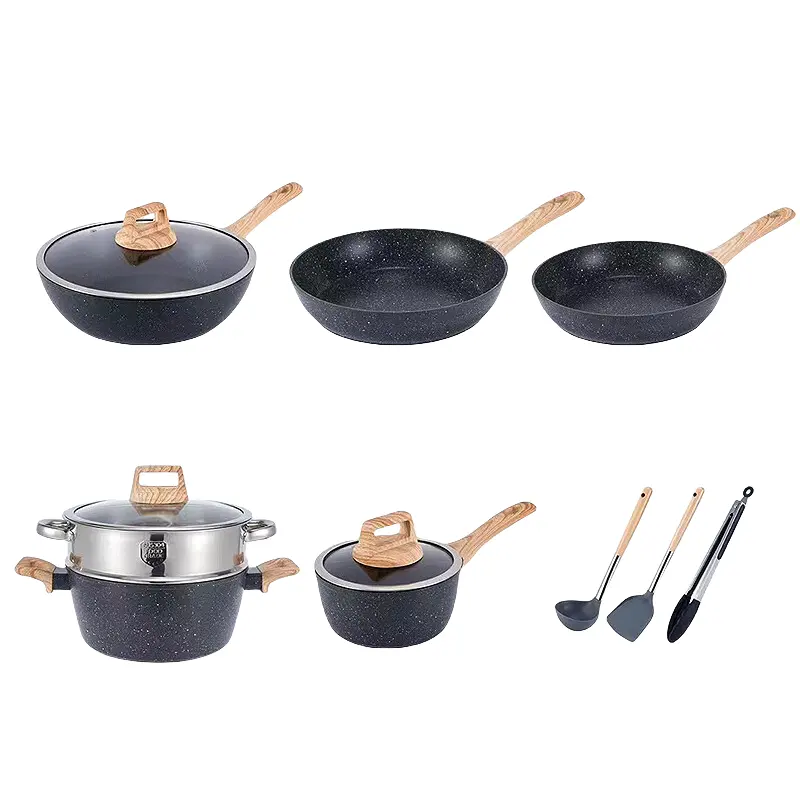 Healthy Aluminum Pots and Pans 12 Sets  Non-toxic Kitchen Cooking Set with Stay-Cool Handles  Cookware Set
