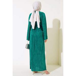 Robe décontractée plissée brillante verte - Product Image 3