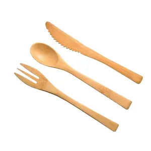 5 шт. в комплекте бамбуковых столовых приборов ложка-вилка-нож-палочки для еды-солома-чистящее средство для путешествий