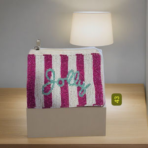 New Jolly for <b>Pink</b> Handmade Festive Beaded Zipper Coin Pouch Custom Orders Available for Christmas Gift Pouches 2025 - Product Image 3