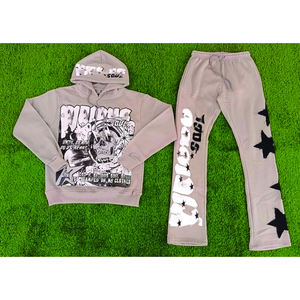 OEM personalizado sólido sol desteñido Streetwear 100% algodón pulóver chándal serigrafiado Sudadera con capucha pantalones de chándal conjunto pesado - Product Image 5
