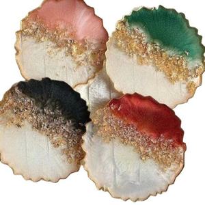 Handmade resin coaster set with floral embedded design <b>epoxy</b> mats perfect for stylish dining <b>table</b> living room and gifts - Product Image 4