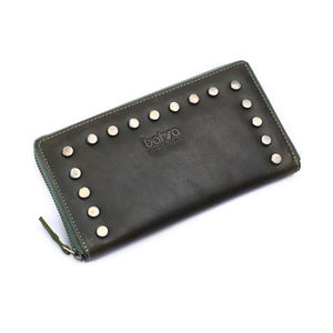 Cartera de moda de cuero genuino largo de alta calidad Vintage para mujer logotipo personalizado RFID bloqueo forro de poliéster cierre de cremallera diario - Product Image 1
