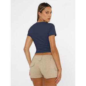 2025, Tops cortos Y2K de moda para mujer, entrenamiento básico de gimnasio, gimnasio con cuello redondo y manga corta, Top de Yoga en estilos de verano - Product Image 6