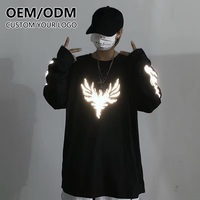 T-shirt pour homme avec impression réfléchissante luminescente, t-shirt surdimensionné personnalisé, style streetwear, broderies, vêtements décontractés pour homme