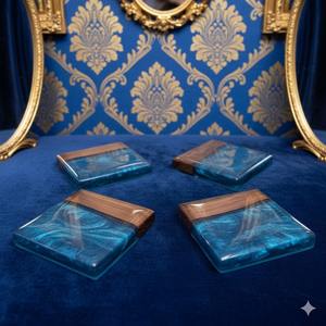 Sous-verres carrés en noyer les plus vendus à la main pour les espaces de salle à manger et de bureau modernes à un prix abordable - Product Image 4