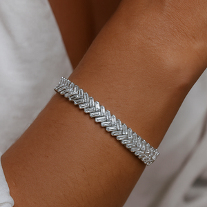 Exquisita Pulsera de Diamantes Baguette en Oro, Oro Rosa, Oro Blanco y Plata, Cultivados en Laboratorio, Certificados por IGI, Brillantes - Product Image 1