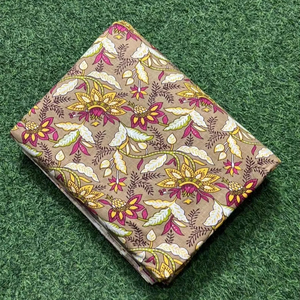 100% Premium lujo avellana marrón Nomex tela Floral mano bloque estampado ligero elegante confección decoración para niñas artesano - Product Image 1