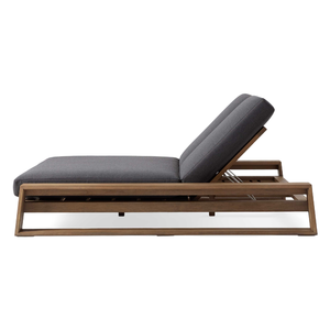 Chaises longues Style moderne lit Double solaire meubles d'extérieur de luxe en bois de teck - Product Image 2