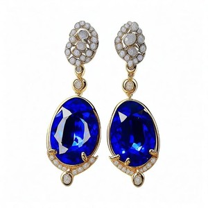 Luxury 925 Silver Drop <b>Earrings</b> Blue <b>Pearls</b> <b>Diamonds</b> High Quality Modern Vintage Wedding Party Bridal Gift Fashion Accessory - Product Image 5