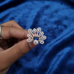 แหวนเงินแท้ 925 คุณภาพพรีเมียม ประดับเพชรโมอิสซาไนต์และพลอยสีม่วง - Product Image 2