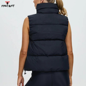 Chaqueta de invierno de lana de alta calidad personalizada para mujer, ropa exterior sin mangas acolchada de cuello alto impermeable de algodón transpirable - Product Image 4