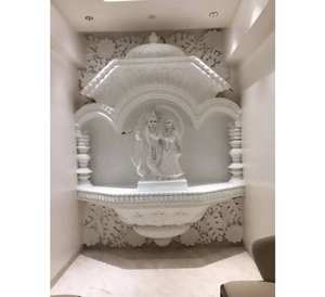 Temple Pooja Mandir en marbre blanc de qualité supérieure au design élégant, décoration spirituelle pour la maison, design moderne fait à la main, personnalisable - Product Image 1